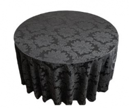 020201 - TOALHA PRETA 3,00MTS REDONDA JACQUARD ADAMASCADO 