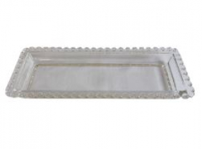 131303 - TRAVESSA DE VIDRO RETANGULAR CORAÇÃO 30X13X03CM