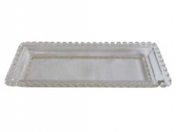 131303 - TRAVESSA DE VIDRO RETANGULAR CORAÇÃO 30X13X03CM