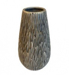 120607 - VASO PORCELANA CINZA/PRETO 08X31CM 