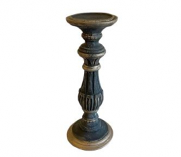 160602 - CASTIÇAL CINZA CHUMBO RESINADO 07X30CM