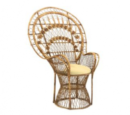 310408 - POLTRONA PAVÃO VIME C/ ALMOFADA 100X70X140CM