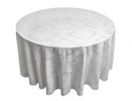 020402 - TOALHA BRANCA 2,40MTS REDONDA JACQUARD ADAMASCADO 